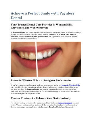 Achieve a Perfect Smile with Paynless Dental