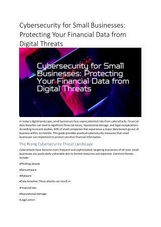 Cybersecurity for Small Businesses: Protecting Your Financial Data from Digital