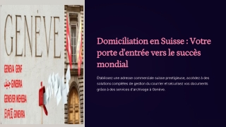 Domiciliation Entreprise Suisse