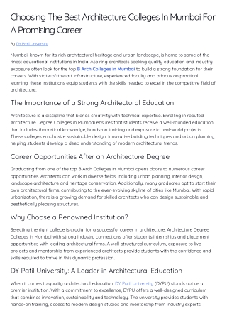 Choosing The Best Architecture Colleges In Mumbai For A Promising Career