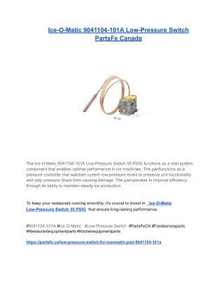 Ice-O-Matic 9041104-101A Low-Pressure Switch PartsFe Canada