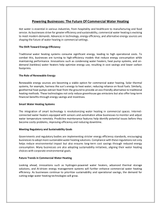 Powering Businesses: The Future of Commercial Water Heating