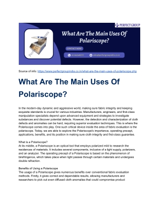 What Are The Main Uses Of Polariscope?