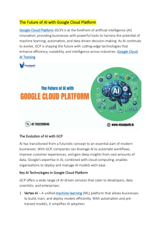 Top Google Cloud AI Training in Chennai | Visualpath