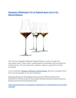 Spiegelau Willsberger 9.9 oz Digestif glass (set of 4) _ BistroToRestro