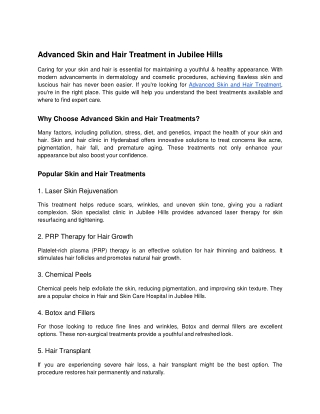 Advanced Skin and Hair Treatment in Jubilee Hills - Google Docs