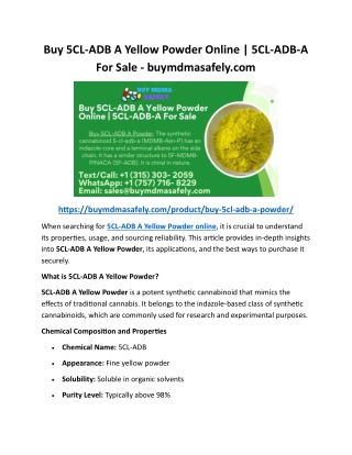 Buy 5CL-ADB A Yellow Powder Online 5CL-ADB-A For Sale - buymdmasafely