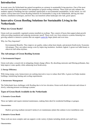 Innovative Green Roofing Solutions for Sustainable Living in the Netherlands