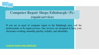 Computer Repair Shops Edinburgh | Pc-repair.services