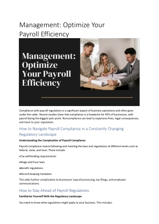 Management: Optimize Your Payroll Efficiency