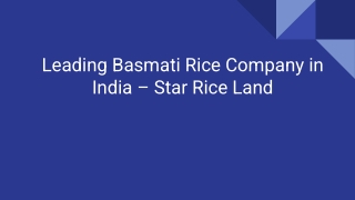 Leading Basmati Rice Company in India – Star Rice Land