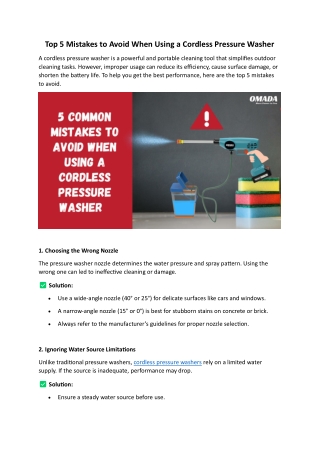 Top 5 Mistakes to Avoid When Using a Cordless Pressure Washer