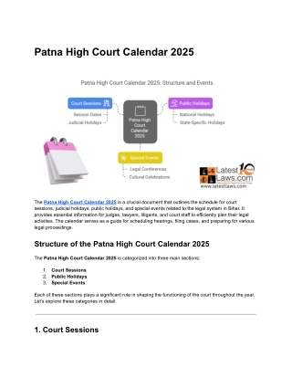 Patna High Court Calendar 2025