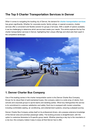 The Top 5 Charter Transportation Services in Denver