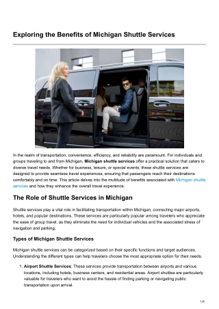Exploring the Benefits of Michigan ShuttleServices
