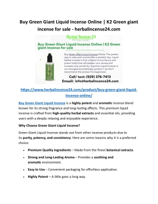 Buy Green Giant Liquid Incense Online K2 Green giant incense for sale - herbalincense24
