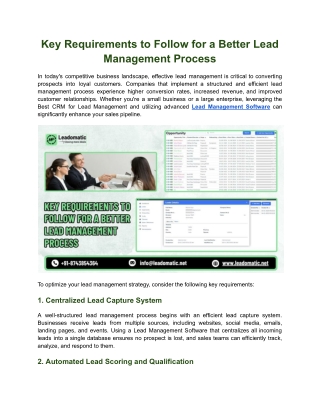 Key Requirements to Follow for a Better Lead Management Process