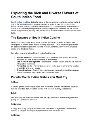 South Indian Dishes