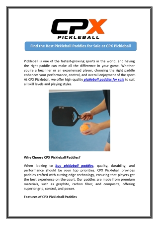 Buy Pickleball Paddles | CPX Pickleball
