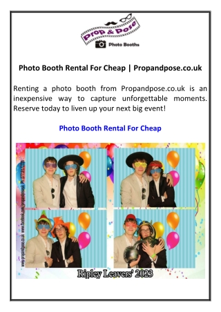 Photo Booth Rental For Cheap Propandpose.co.uk
