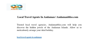 Local Travel Agents In Andaman Andamanbliss.com