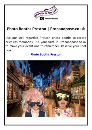 Photo Booths Preston Propandpose.co.uk