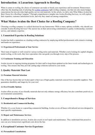 What Makes Avalon the Best Choice for a Roofing Company?