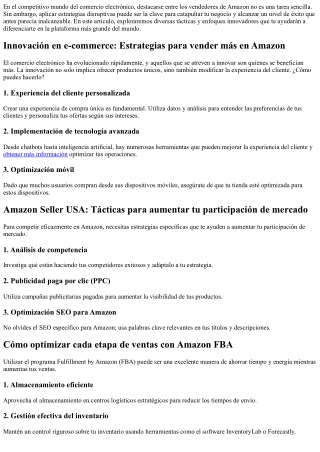 Estrategias disruptivas que te harán destacar entre los vendedores de Amazon