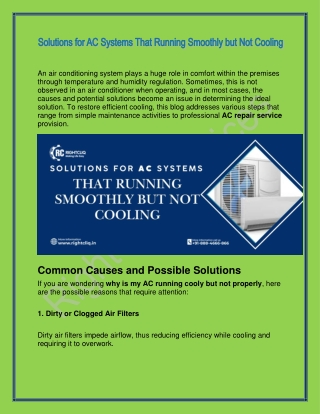 Solutions for AC Systems That Running Smoothly but Not Cooling