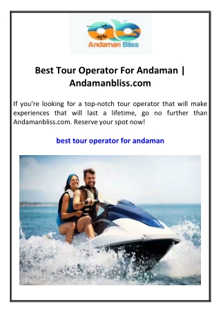 Best Tour Operator For Andaman Andamanbliss.com