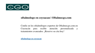 oftalmologo en coyoacan Oftalmocgo.com