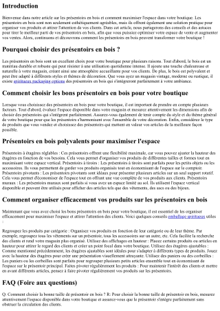 Présentoirs en Bois : Comment Maximiser l'Espace dans Votre Boutique