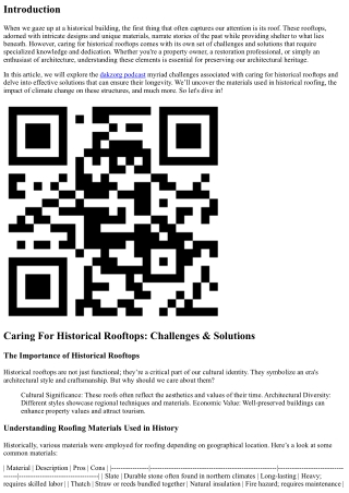Caring For Historical Rooftops: Challenges & Solutions