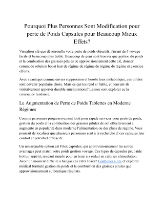Exactement pourquoi Plus Personnes Sont Changer pour de Gestion du Poids Capsule