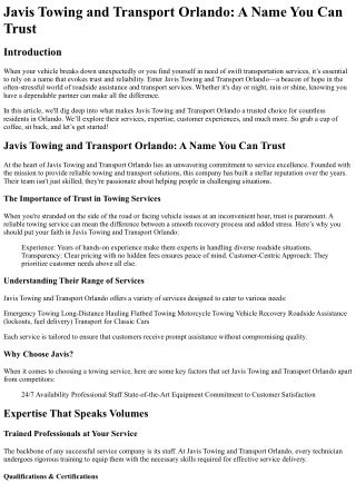 Javis Towing and Transport Orlando A Name You Can Trust(1)