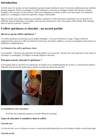 Coffret spiritueux et chocolat : un accord parfait