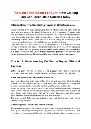 The Cold Truth About Fat Burn: How Chilling Out Can Torch 300  Calories Daily
