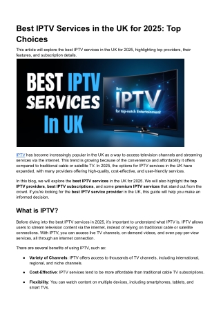 Best IPTV Services in the UK for 2025_ Top Choices