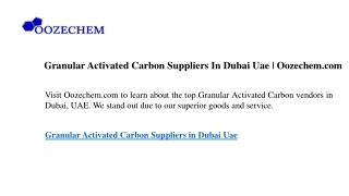Granular Activated Carbon Suppliers In Dubai Uae Oozechem.com