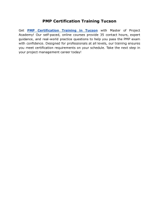PMP Certification Training Tucson