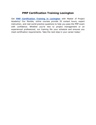 PMP Certification Training Lexington