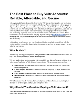 The Best Place to Buy Vultr Accounts_ Reliable, Affordable, and Secure