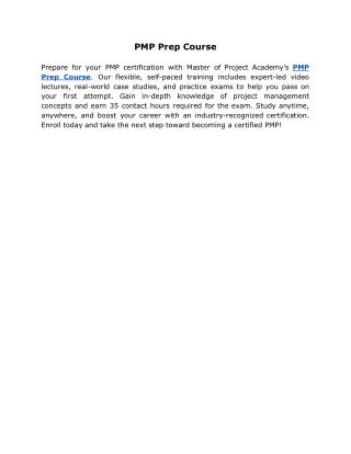 PMP Prep Course
