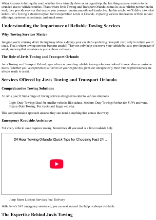 On the Road with Confidence: Thanks to Javis Towing and Transport Orlando