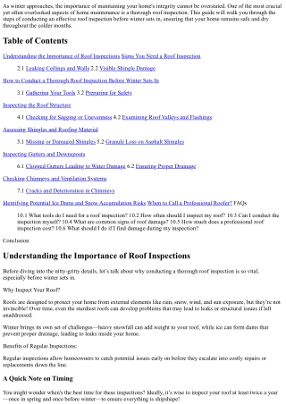 How to Conduct a Thorough Roof Inspection Before Winter Sets In
