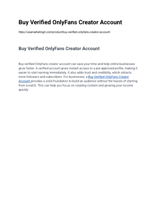 Buy Verified OnlyFans Creator Account