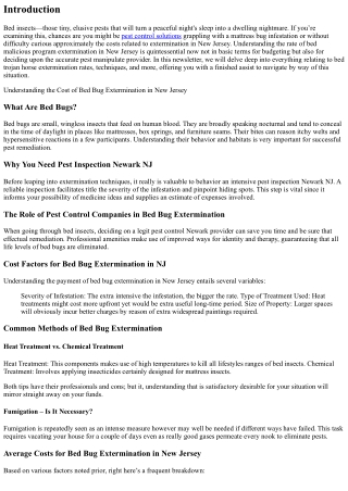 Understanding the Cost of Bed Bug Extermination in New Jersey