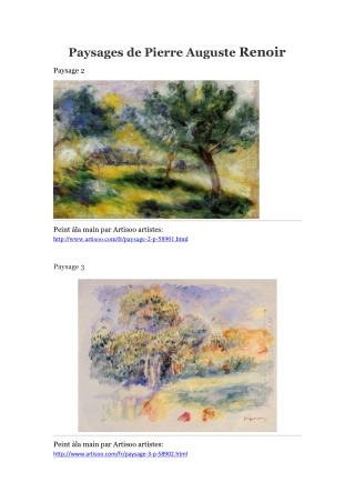 Paysages de Pierre Auguste Renoir -- Artisoo