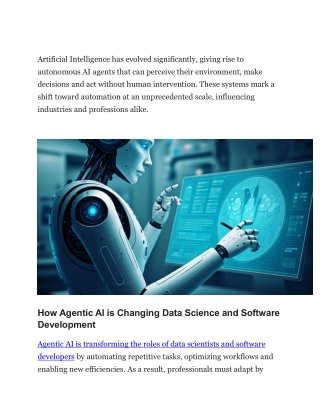 Impact of Agentic AI on Data Science and Software Development