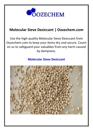 Molecular Sieve Desiccant  Oozechem.com